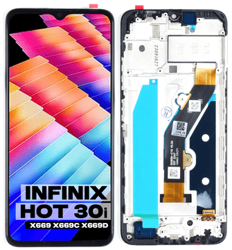 Originalan lcd zaslon + zaslon osjetljiv na dodir infinix hot 30i x669 x669c x669d (obnovljen) crni okvir
