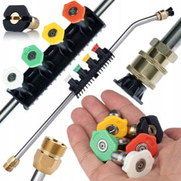 Rosfix PowerJet M22M Pro 5Q - lanca 1/4" i 5 mlaznica | Navoj M22M | Za Kranzle Makita Oleo-Mac | 200 bara | 60°C