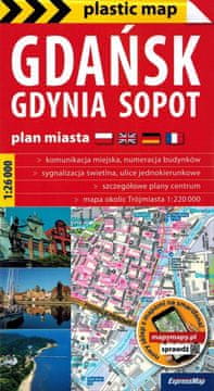 Tromjesto. Gdańsk, Gdynia, Sopot 1:26.000. Laminirana karta / plan grada. izdanje iz 2025.