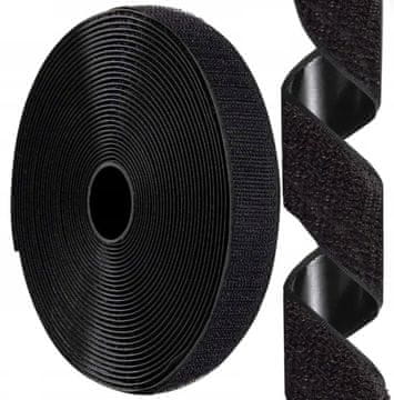 TG56031-2 Samoljepljiva čičak traka, čičak za mreže protiv komaraca, crna samoljepljiva, 560 cm, 5,6 m