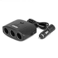 AMIO Razdjelnik za upaljač s punjačem 2x USB-A UKLJ./ISKLJUČ. 12V 24V 100W 70cm -04362