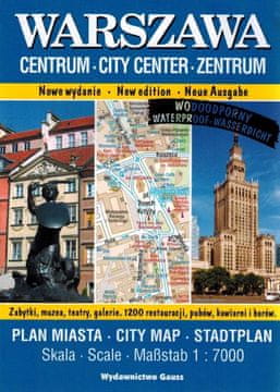 GAUSS Varšava - centar grada 1:7.000. Laminirana karta / Plan grada. Izdanje 2023./2024.