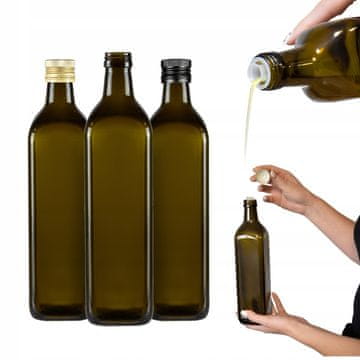 BE 10x Marasca boca za masline četvrtaste boje 750 ml za bocu maslinovog ulja s dozatorom