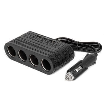 AMIO Razdjelnik za upaljač s punjačem 2x USB-A 1x USB-C 12V 24V 120W 80cm -04367