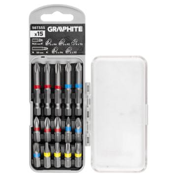 Set bitova PH2x2, PH3, PZ2x2 x 50 mm, PH1/2/3, PZ1/2/3, TX10/20/25/30 x 25 mm, 15 komada.