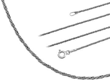 Seijou Kratki srebrni oksidirani pleteni lančić s repom lisice 1,1 mm ogrlica 38 cm