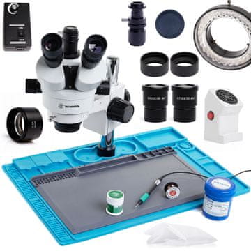 Mikroskop stereoskopski trinokularni 7-45x 10HT (bijela) + podloga TE-506 + leća 0,5 + podloga + apsorber
