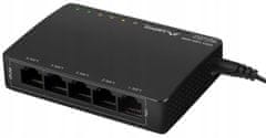 Lanberg 5x 1Gb neupravljani PoE+ preklopnik (4 PoE porta, 30W/portu, maks. 60W) za stolno računalo
