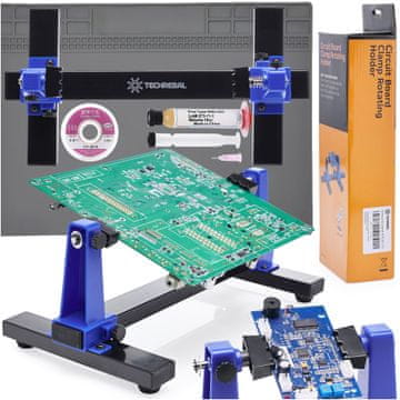 Držač za PCB pločice Techrebal ZD-11E žuta kutija + siva podloga 35x25 + pletenica za lemilicu
