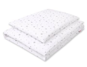 Bobono Dječji dvodijelni set pamučne posteljine 120x90 cm - mini sive zvjezdice na bijeloj pozadini