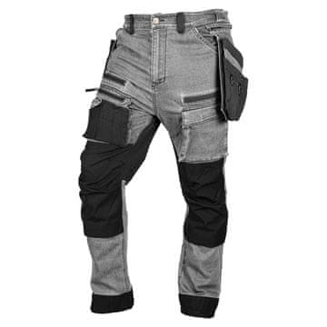 Radne hlače DENIM, ojačanja od Cordure, odvojivi džepovi za futrole, sive, veličina XXL