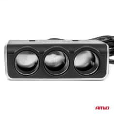 AMIO Razdjelnik za upaljač s punjačem 2x USB-A QC3.0 12V 24V 120W 80cm -04364