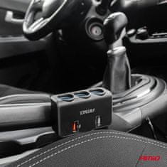 AMIO Razdjelnik za upaljač s punjačem 2x USB-A QC3.0 12V 24V 120W 80cm -04364