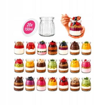Staklenke za deserte 150 ml prugasta staklenka za desert jogurt poklon med 20x