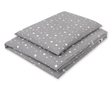 Bobono Dječji dvodijelni set pamučne posteljine 135x100 - mini bijele zvijezde na sivoj podlozi