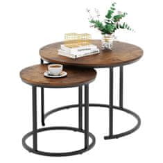 Set od 3 okruglih stolića za kavu, vintage, prirodno drvo, 51 cm, 40 cm, 30 cm