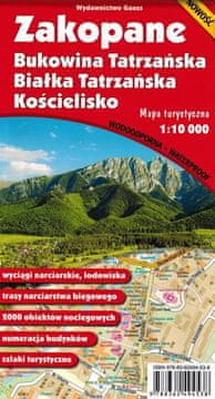 GAUSS Zakopane, Bukowina, i Białka Tatrzańska, Kościelisko. Kaširana turistička karta.