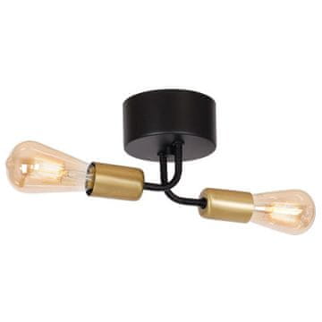 Industrijska minimalistička stropna svjetiljka crno-zlatna dvostruka Brenda 2xE27 15W Luminex