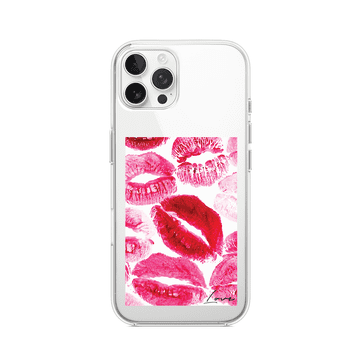 Futrola za iPhone 12 Pro Max, prozirna, fleksibilna silikonska, poljupci s natpisom "Ljubav"
