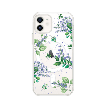 Futrola za iPhone 12 Mini s MagSafeom, prozirna, fleksibilna silikonska, ljubičasto cvijeće