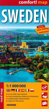 Švedska 1:1.000.000. Laminirana cestovna i turistička karta. Izdanje 2024.
