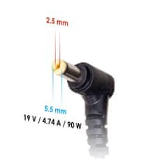 Akyga AK-ND-36 Auto adapter za prijenosno računalo HP Asus 19V 4.74A 90W 5.5 x 2.5 mm