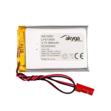 Akyga Li-Po baterija LP573450 AKY0081 3.7V / 980mAh PCM JST 2-pinski konektor 150mm