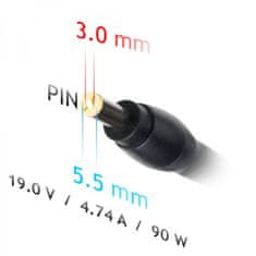 Akyga AK-ND-37 Auto adapter za napajanje za Samsung prijenosno računalo 19V 90W 5,5 x 3,0 mm + pin
