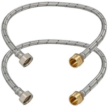Fleksibilni priključak 1/2” s navojem i maticom, čelična pletenica, 60 cm, set od 2 kom.