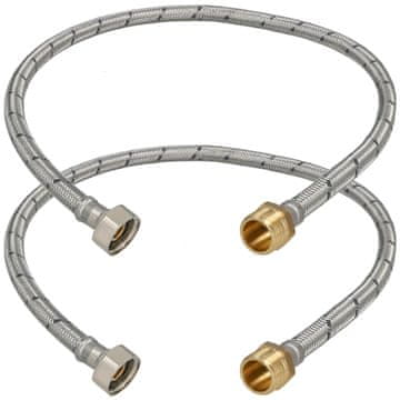 Fleksibilni priključak 1/2” s maticom i vijkom, čelična pletenica, 70 cm, set od 2 kom