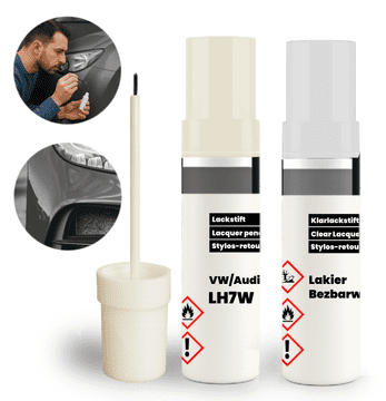 LH7W VW Audi Touch-up 2u1: Set za popravak ogrebotina i oštećenja od kore + prozirna boja