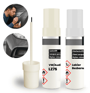 LZ7S VW Audi Touch-up 2u1: Set za popravak ogrebotina i oštećenja od kore + prozirna boja
