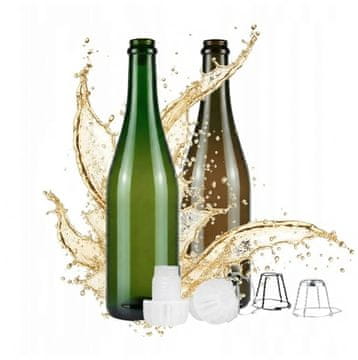 BE Staklena boca za šampanjac, jabukovaču, vino, pivo 750ml s plastičnim čepom u 2 boje