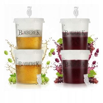 BE Set od 4 posude za fermentaciju 33l s cijevi, bezbojna kanta ZA vino i pivo