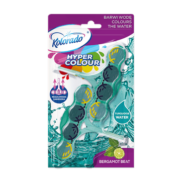 Kolorado Hyper Colour Turquoise Barwiąca Zawieszka do WC Bergamot Beat 2 x 45G