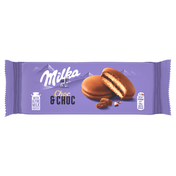 Mondelez Milka Choc i Choc biskvitni kolačići s kakaovim punjenjem preliveni mliječnom čokoladom 150 g