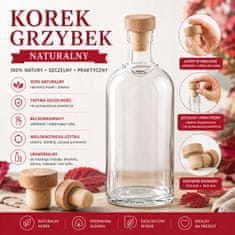 BE Čep za boce, prirodni drveni čep za boce u obliku gljive, 10 kom.