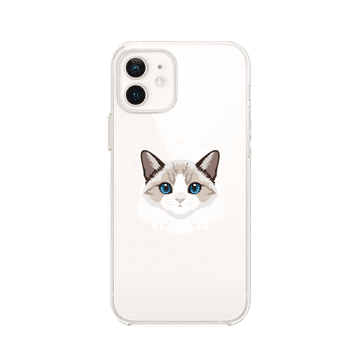 Futrola za iPhone 12, prozirna, silikonska Flexi, burmanska mačka