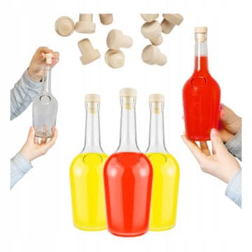 BE 5x staklenih boca Gloria 0,5l za likere, debela staklena boca + pluteni čep