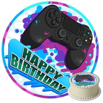 PlayStation Pad Cake Wafer okrugli 20 cm Premium, veganski, bez glutena, izrezan