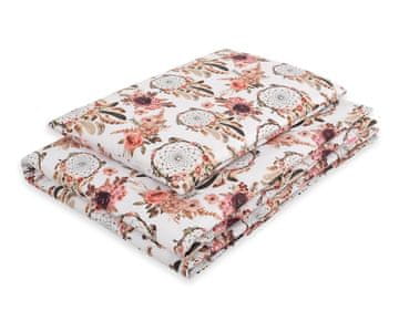 Bobono Dječji set posteljine od 2 komada pamuka 135x100 cm - hvatači snova s cvjetnim uzorkom