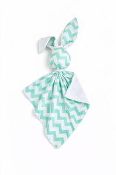 Bobono DOUDOU plišana igračka zeko, dvostrana pamučna i minky - Chevron mint - bijela