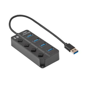 Akyga Aktivni USB 3.0 Hub - 4x USB A 3.0 AK-AD-33 razdjelni kabel s prekidačem