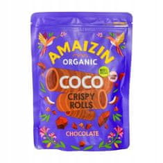 Amaizin ROLLSY - HRSKAVI ROLADI OD KOKOSOVA I ČOKOLADE, BEZ GLUTENA, ORGANSKI, 140 g - AM