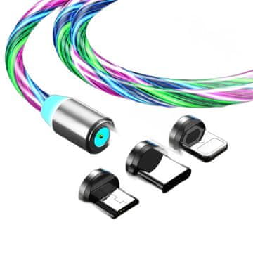 Magnetski kabel led koji svijetli za iphone micro usb typ-c 200cm kb31_multikolor