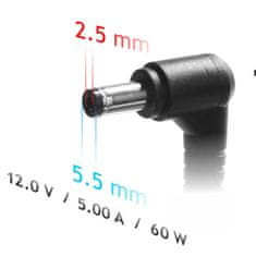 Akyga AK-ND-30 napajanje za prijenosno računalo 12V 5.0A 60W 5.5 x 2.5 mm 1.2m mrežno LED