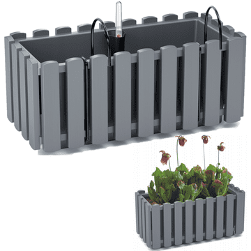 DDEF400W-405U balkonska saksija za cvijeće 38 cm s ručkama sivi mjerač vlage kamen