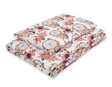 Bobono Dječji set posteljine od 2 komada pamuka 120x90 cm - hvatači snova s cvjetnim uzorkom