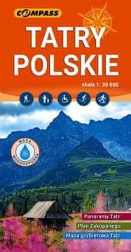 Compass Poljske Tatre 1:30.000. Plastificirana turistička karta. Izdanje 2025. Kompas.
