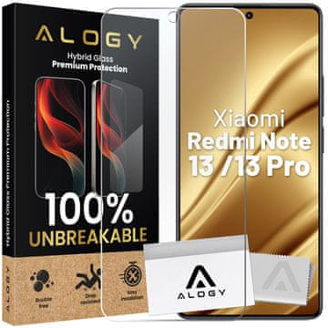 Szkło "NIETŁUKĄCE" hybrydowe do Xiaomi Redmi Note 13 / Note 13 Pro na ekran Flexi Glass 9H Case Friendly płaskie na ekran